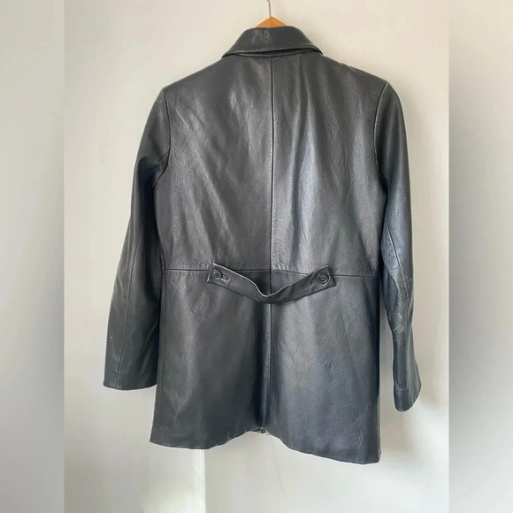 Vintage Gap Leather Jacket Women’s XS Black Wool Lined Y2K 2000 - Picture 2 of 9